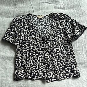 Sezane Floral Black and White Women's Top
